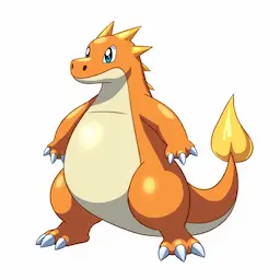 Pokemon fusion of Dragonite and Snorlax - Dragolax hybrid with dragon wings and sleepy expression